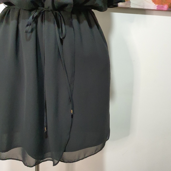 Portmans Size 14 Black Cold Shoulder V Neck Elasticated Waist Dress - Picture 5 of 11